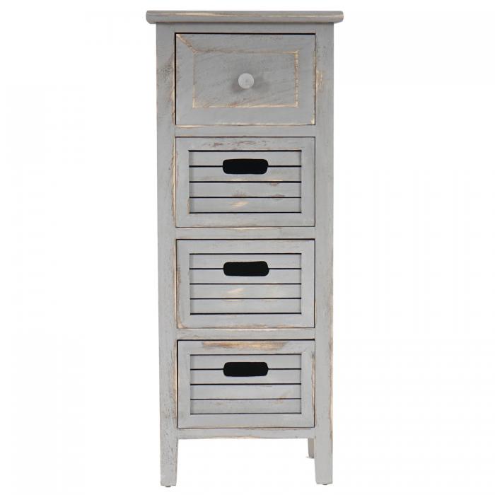 Kommode T18, Schubladenschrank Schrank, 4 Schubladen, 74x30x25cm Shabby-Look Vintage ~ grau