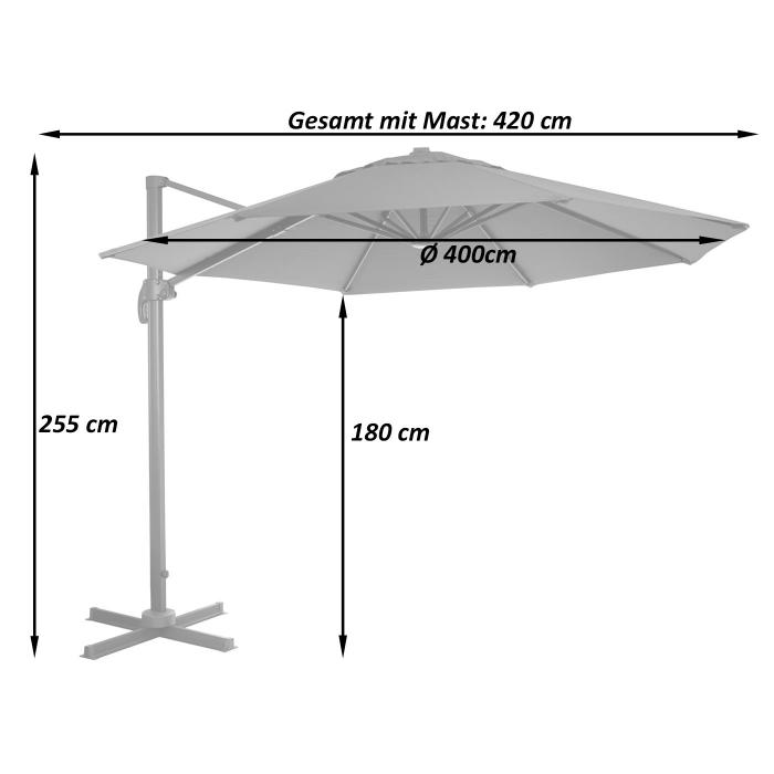 Gastronomie-Ampelschirm HWC-A96, Sonnenschirm, rund  4m Polyester Alu/Stahl 27kg ~ creme ohne Stnder