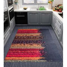 Teppich & Läufer Küche Gewürze Flach 7x Größen Mehrfarbig 8mm HLO-JE24 ~ 60x150 cm (0,90m²)