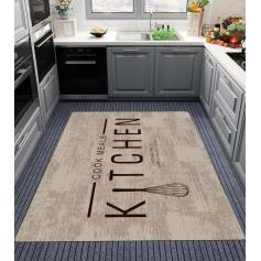 Teppich & Läufer Küche Kitchen Cook Meals Flach 7x Größen Beige 8mm HLO-JE34 ~ 80x200 cm (1,60m²)