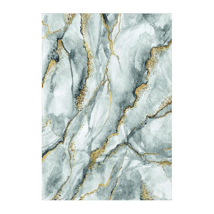 Teppich & Läufer Marmor Stone Flach 6x Größen Weiß & Gold 8mm HLO-JE72 ~  40x60 cm (0,24m²) von Heute-Wohnen