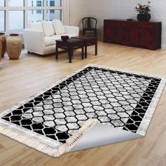 Teppich & Läufer Karo Ultra Flach 6x Größen Grau & Weiß 6mm HLO-JE5 ~ 60x100 cm (0,60m²)