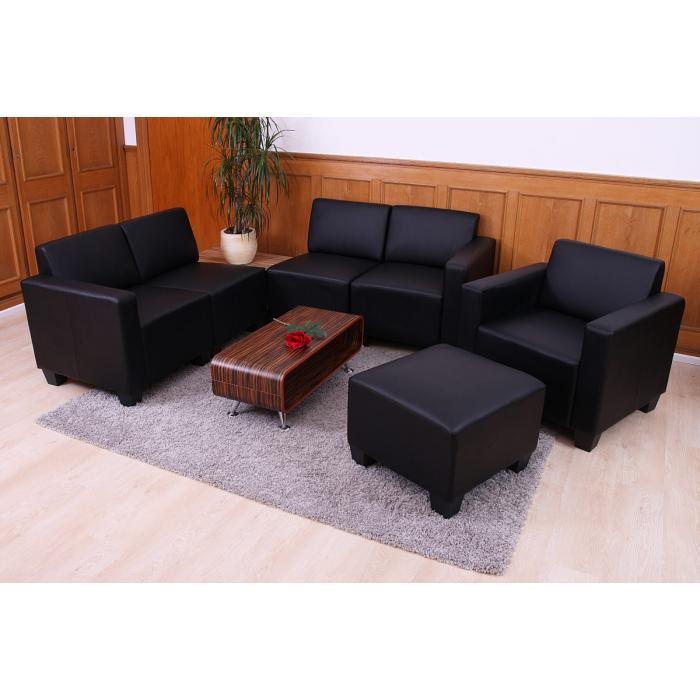 Modular Sofa Couch System Lyon Kunstleder schwarz Sessel Ottomane Eckteil 