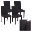 4er-Set Esszimmerstuhl Stuhl Küchenstuhl Littau ~ Textil, schwarz, dunkle Beine