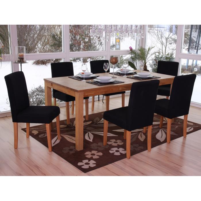 6er-Set Esszimmerstuhl Stuhl Küchenstuhl Littau ~ Textil, schwarz, helle Beine