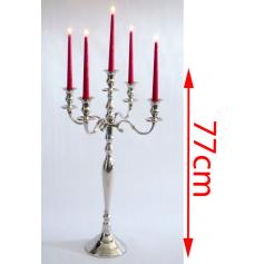 Kerzenleuchter Kerzenständer, 5-armig, aus Metall, vernickelt ~ 77 cm