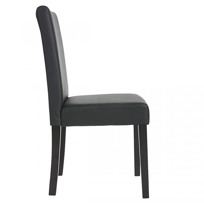 2er-Set Esszimmerstuhl Stuhl Küchenstuhl Littau ~ Kunstleder, schwarz matt, dunkle Beine