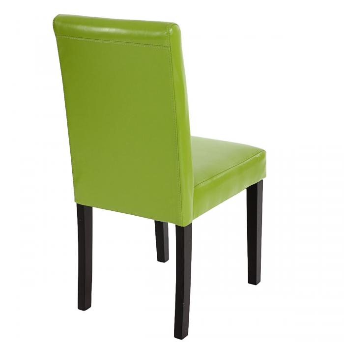 4er-Set Esszimmerstuhl Stuhl Küchenstuhl Littau ~ Kunstleder, grün, dunkle Beine
