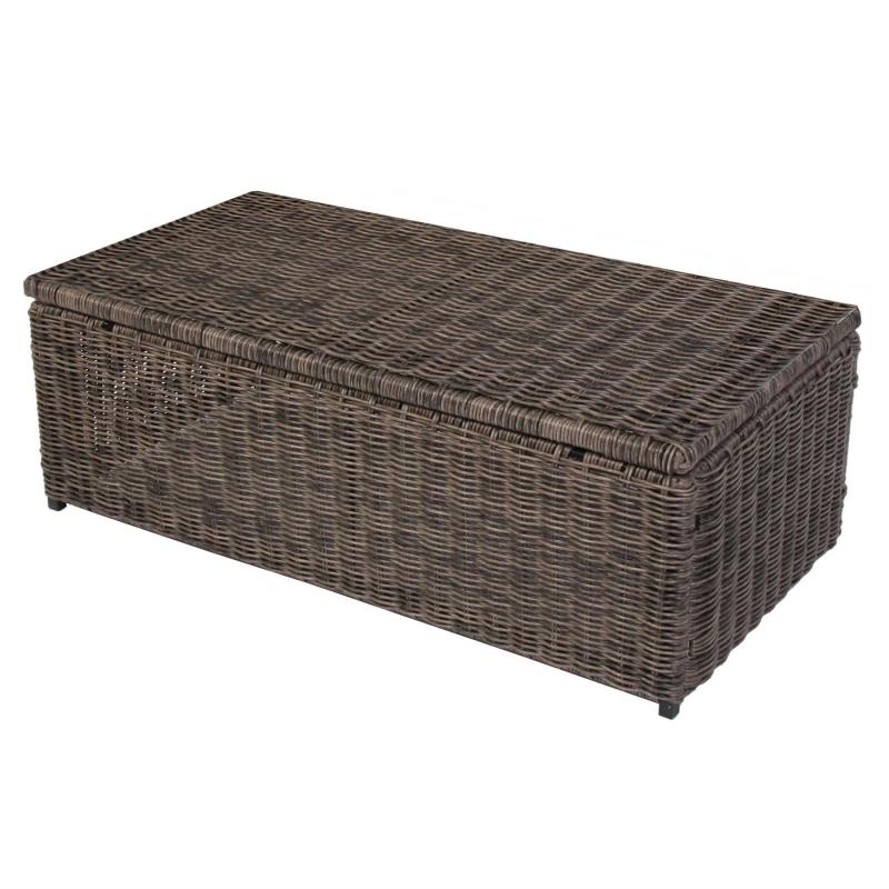 Modulares Poly-Rattan Alu-Sofa RomV 37x111x58cm ~ naturgrau, Couchtisch, PE-Platte