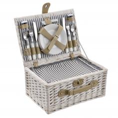 Picknickkorb HLO-PX5 mit Besteck-Set für 4 Personen ~ Weiß