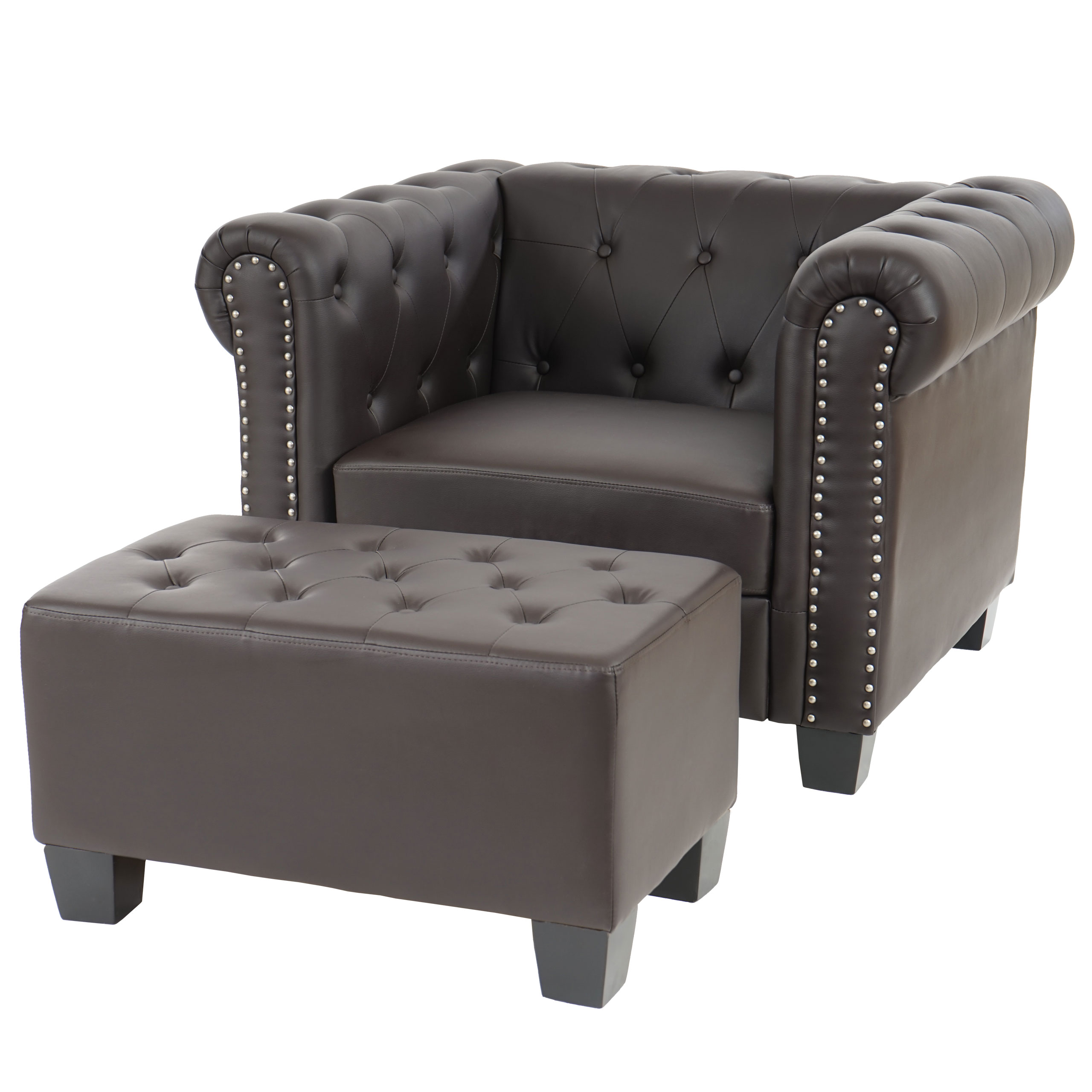 Luxus Sessel Chesterfield, Loungesessel, Kunstleder runde oder eckige Füße - Bild 15 von 21