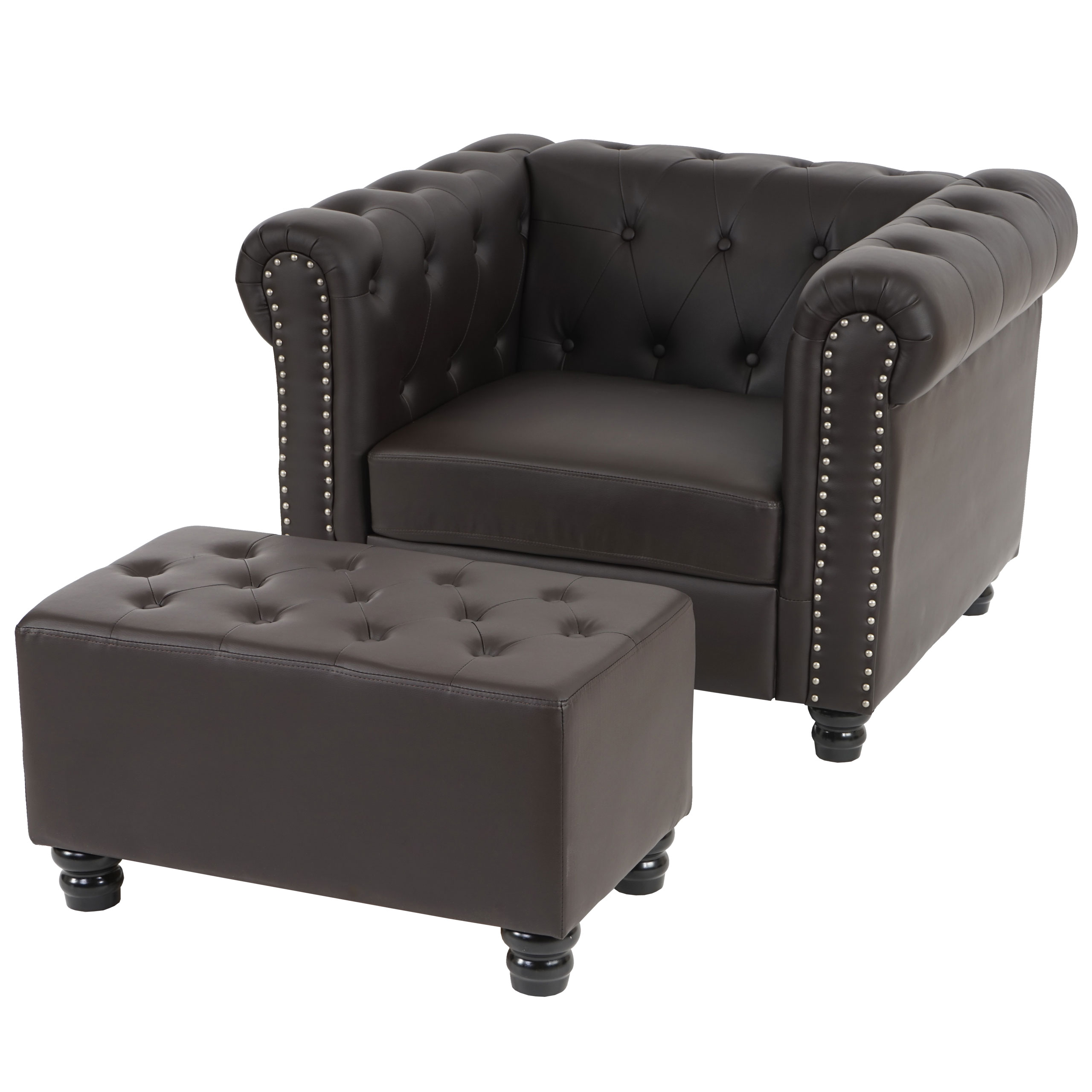 Luxus Sessel Chesterfield, Loungesessel, Kunstleder runde oder eckige Füße - Bild 17 von 21