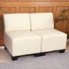 Modular 2-Sitzer Sofa Couch Lyon, Kunstleder ~ creme, ohne Armlehnen