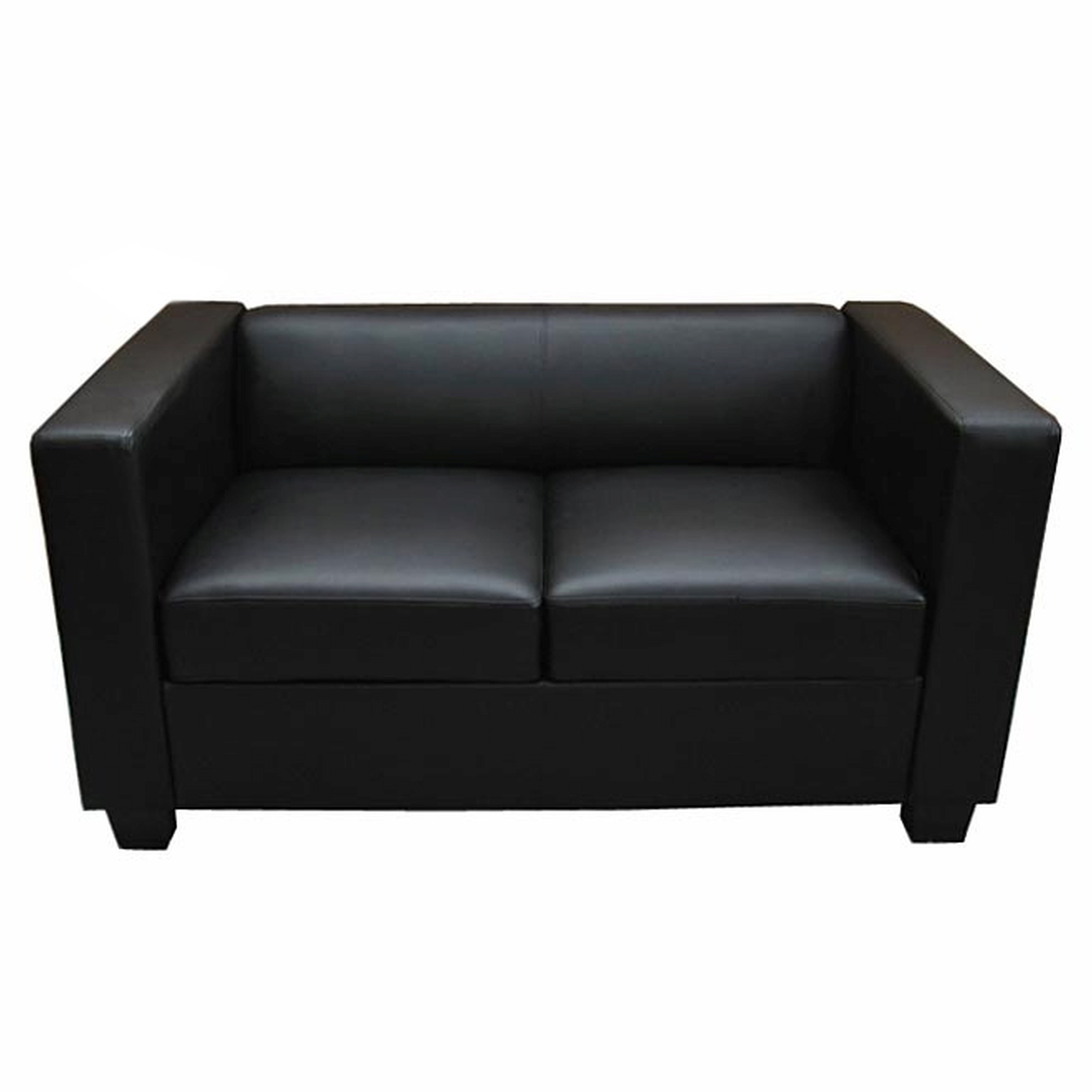 schwarz 2er Sofa Couch Loungesofa Lille Kunstleder 