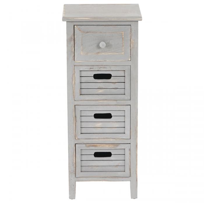 Kommode T18, Schubladenschrank Schrank, 4 Schubladen, 74x30x25cm Shabby-Look Vintage ~ grau