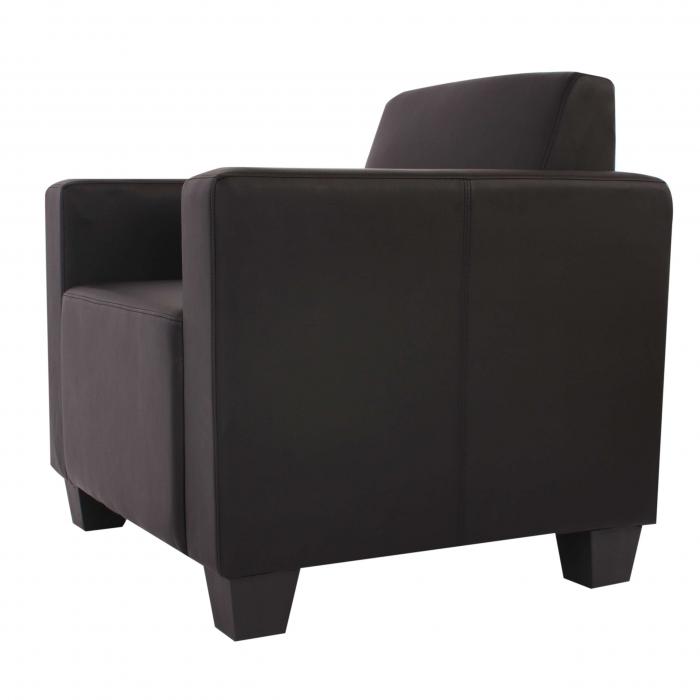 Modular Sessel Loungesessel mit Ottomane Lyon, Kunstleder ~ schwarz