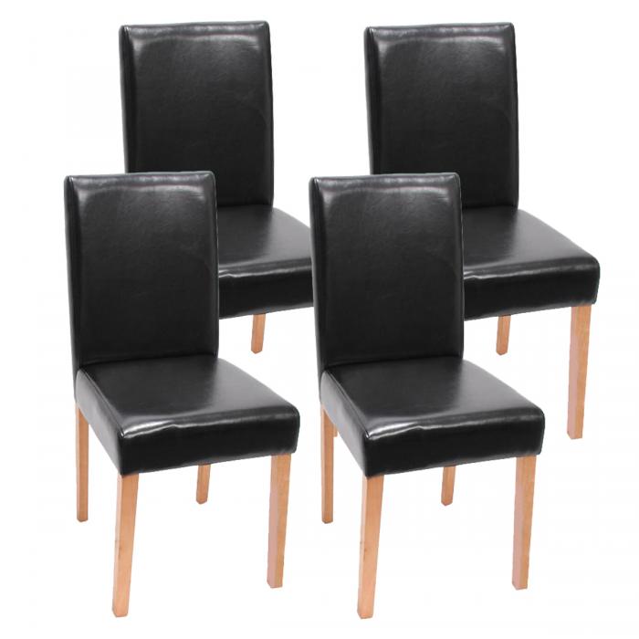 4er-Set Esszimmerstuhl Stuhl Kchenstuhl Littau MVG-zertifiziert ~ Kunstleder, schwarz helle Beine