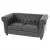 Luxus 2er Sofa Loungesofa Couch Chesterfield Kunstleder 160cm ~ runde Fe, schwarz