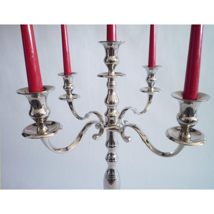 Kerzenleuchter Kerzenständer, 5-armig, aus Metall, vernickelt ~ 77 cm