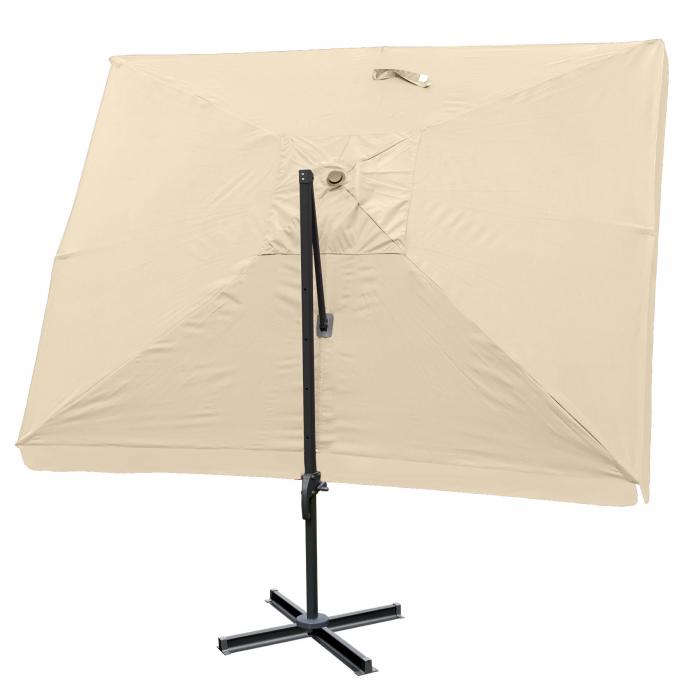 Gastronomie-Ampelschirm HWC-A96, Sonnenschirm, 3x4m (5m) Polyester/Alu 26kg ~ Flap, creme ohne Stnder, drehbar