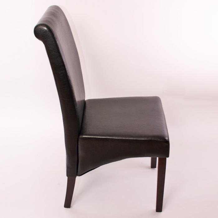 6x Esszimmerstuhl Küchenstuhl Stuhl M37 ~ Leder, schwarz, dunkle Füße
