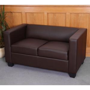 B-Ware (Stoff reist aus SK2) |2er Sofa Couch Loungesofa Lille ~ Kunstleder, coffee