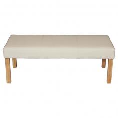 Sitzbank Polsterbank Bank M37 Kunstleder ~ 120x43x49 cm creme, helle Beine
