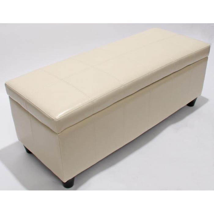 Bank Sitzbank MIT Aufbewahrung Kriens Leder + Kunstleder 112x45x45cm ~ creme