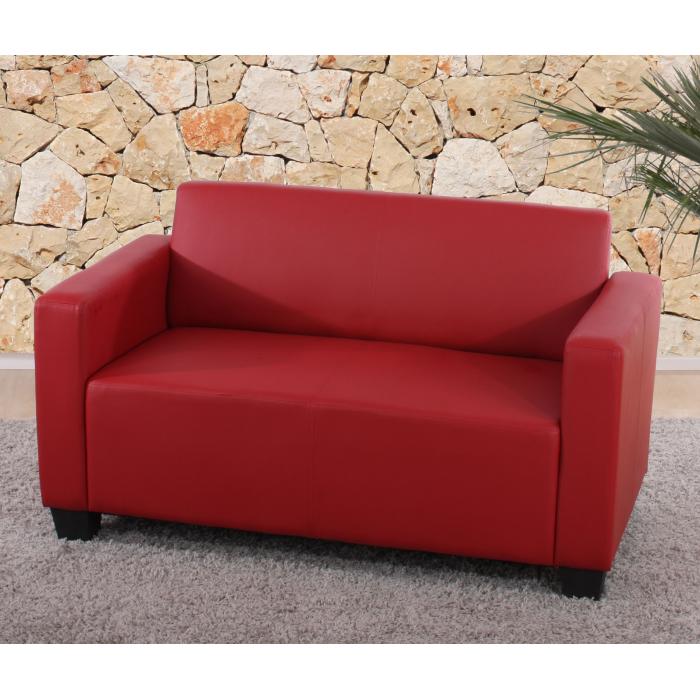 Sofa-Garnitur Couch-Garnitur 2x 2er Sofa Lyon Kunstleder ~ rot