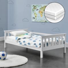 Kinderbett HLO-PX140 70x140 cm mit Kaltschaummatratze und Stauraum ~ Weiß
