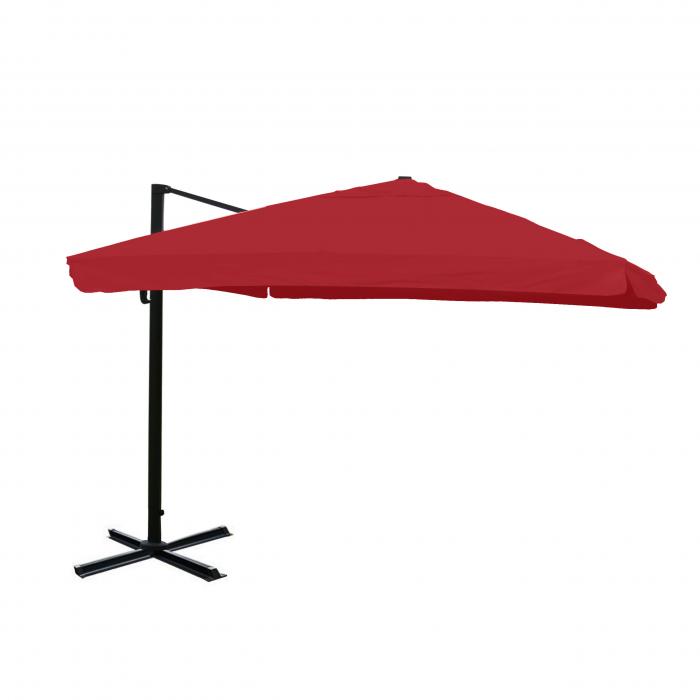 Gastronomie-Ampelschirm HWC-A96, 3,5x3,5m (4,95m) Polyester/Alu 25kg ~ Flap, bordeaux ohne Stnder, drehbar