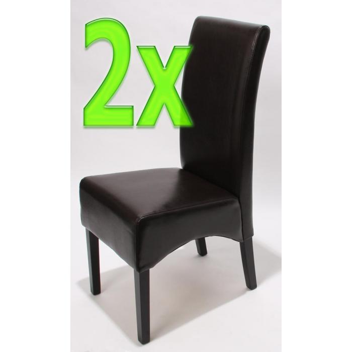 2er-Set Esszimmerstuhl Küchenstuhl Stuhl Latina, LEDER ~ braun, dunkle Beine