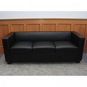 3er Sofa Couch Loungesofa Lille ~ Leder, schwarz