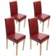 4x Esszimmerstuhl Stuhl Küchenstuhl Littau ~ Leder, rot helle Beine