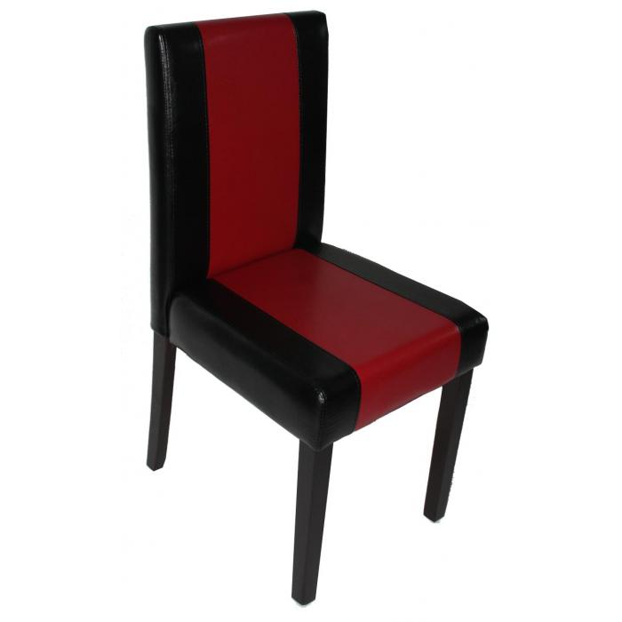 6x Esszimmerstuhl Stuhl Küchenstuhl Littau ~ Kunstleder, schwarz-rot, dunkle Beine
