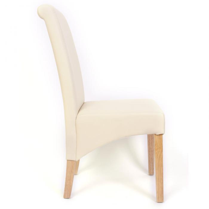 Esszimmergarnitur Garnitur M37, Bank und 2 Stühle Kunstleder ~ 120x43x49 cm creme, helle Beine