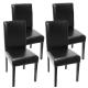 4x Esszimmerstuhl Stuhl Küchenstuhl Littau ~ Leder, schwarz dunkle Beine