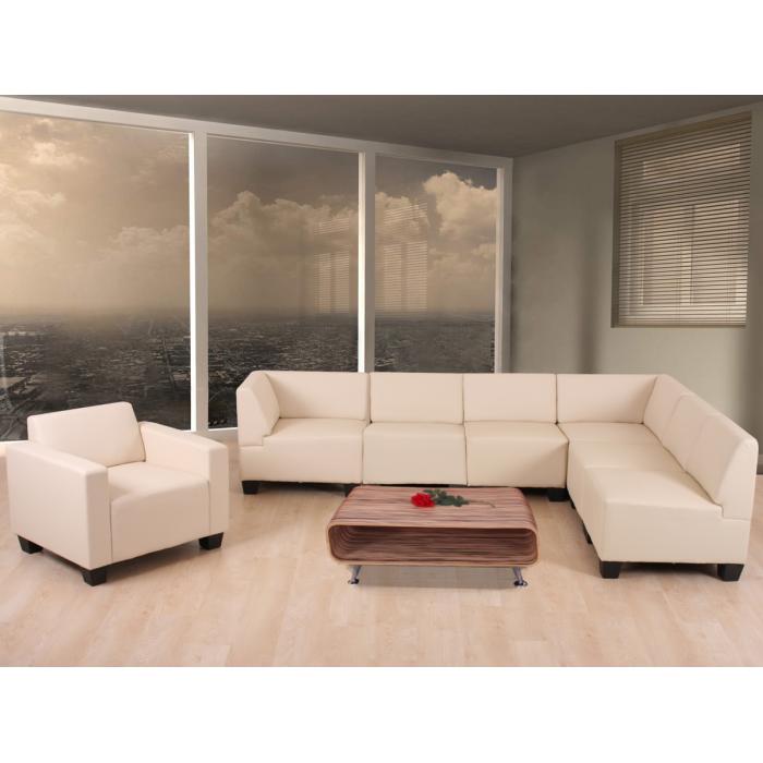Modular Sofa-System Couch-Garnitur Lyon 6-1, Kunstleder ~ creme