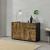 Sideboard HLO-PX20 74x117x36 cm mit 2 Schubladen und 3 Tren ~ Schwarz / Dunkle Eiche