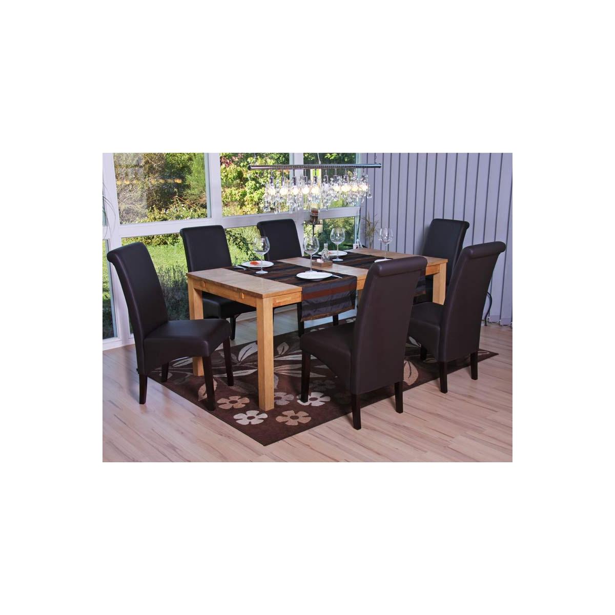 6er-Set Esszimmerstuhl Kchenstuhl Stuhl M37 ~ Kunstleder matt, braun, dunkle Fe