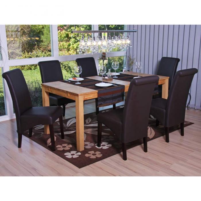 6er-Set Esszimmerstuhl Kchenstuhl Stuhl M37 ~ Kunstleder matt, braun, dunkle Fe