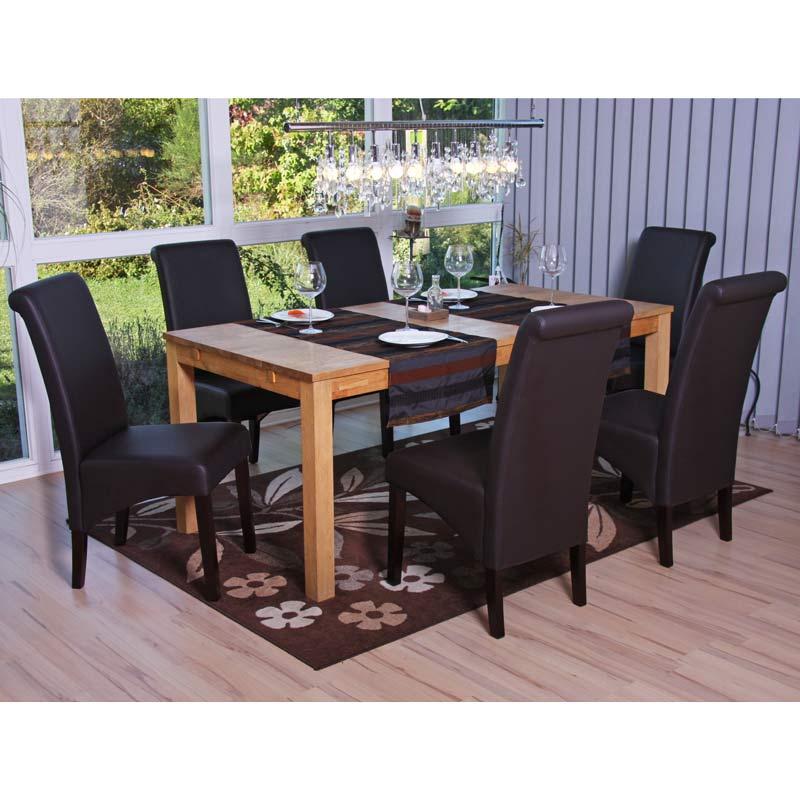 6er-Set Esszimmerstuhl Kchenstuhl Stuhl M37 ~ Kunstleder matt, braun, dunkle Fe