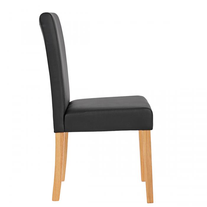 2er-Set Esszimmerstuhl Stuhl Küchenstuhl Littau ~ Kunstleder, schwarz matt, helle Beine