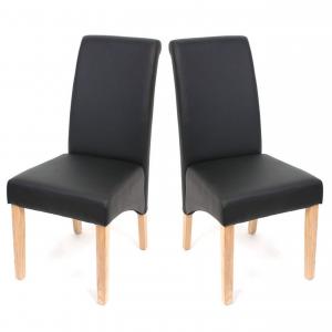2x Esszimmerstuhl Küchenstuhl Stuhl M37 ~ Kunstleder matt, schwarz, helle Füße