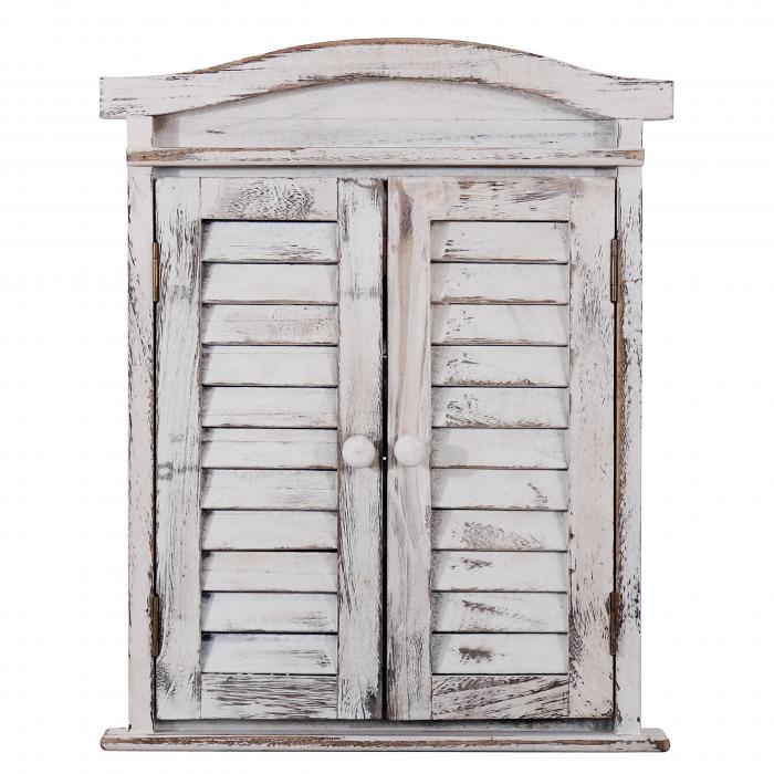 Wandspiegel Spiegelfenster mit Fensterlden 53x42x5cm ~ wei shabby