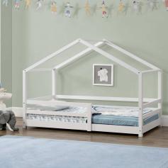 Kinderbett HLO-PX118 70x140 cm mit Rausfallschutz ~ Weiß