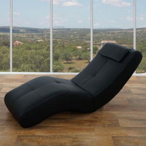 Relaxliege Livorno II, Recamiere Chaiselongue ~ Kunstleder, schwarz