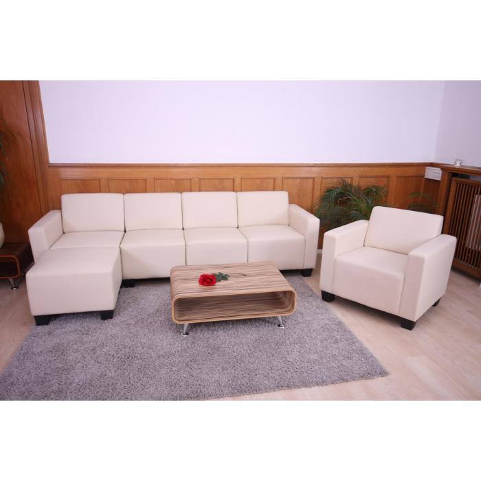 Modular 4-Sitzer Sofa Couch Lyon, Kunstleder ~ rot