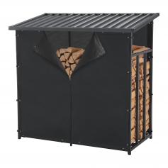 Brennholzunterstand HLO-PX51 Yakutat Schwarz ~ 145x143x70 cm