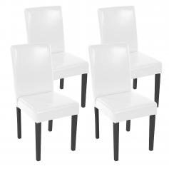 4er-Set Esszimmerstuhl Stuhl Küchenstuhl Littau ~ Kunstleder, weiß dunkle Beine